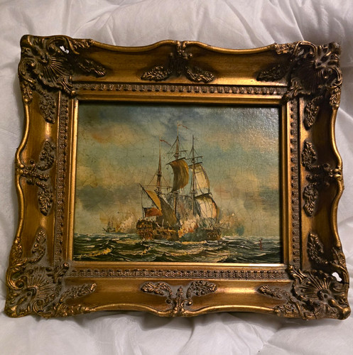 Framed nautical sailing ship - nautical,