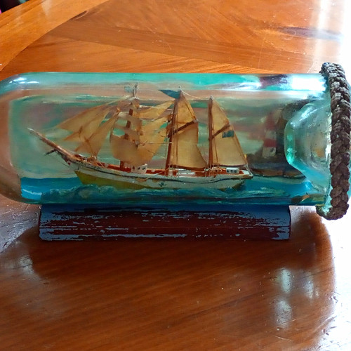 Glass ship bottle sailing - ship-in-a-bottle,