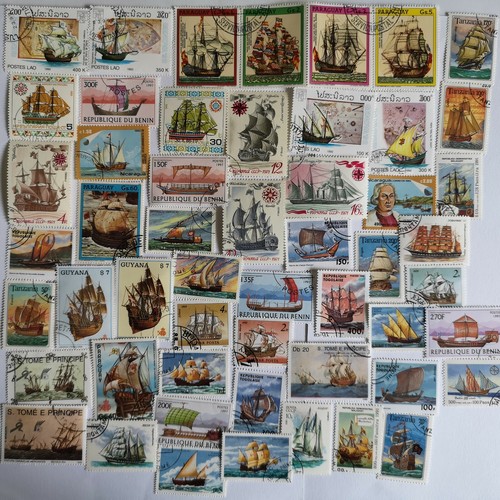 Old sailing ships and - boats, on