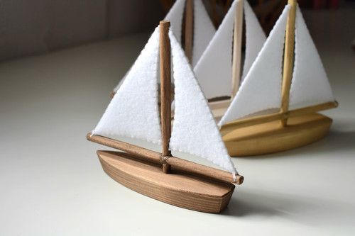 Handmade wooden sailboat toy - handmade,