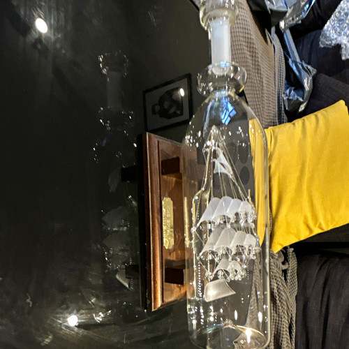 Glass bottle sailing ship - glass,