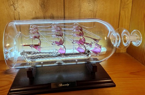 Glass ship bottle - glass, hms