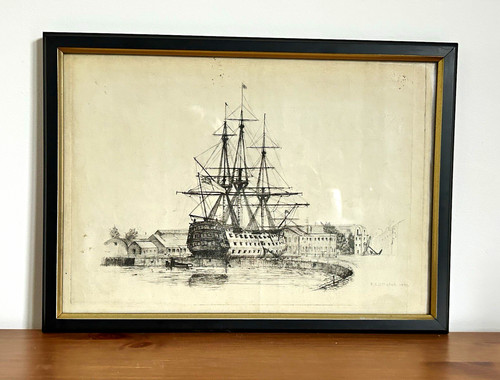 Vintage navel etching original - vintage,